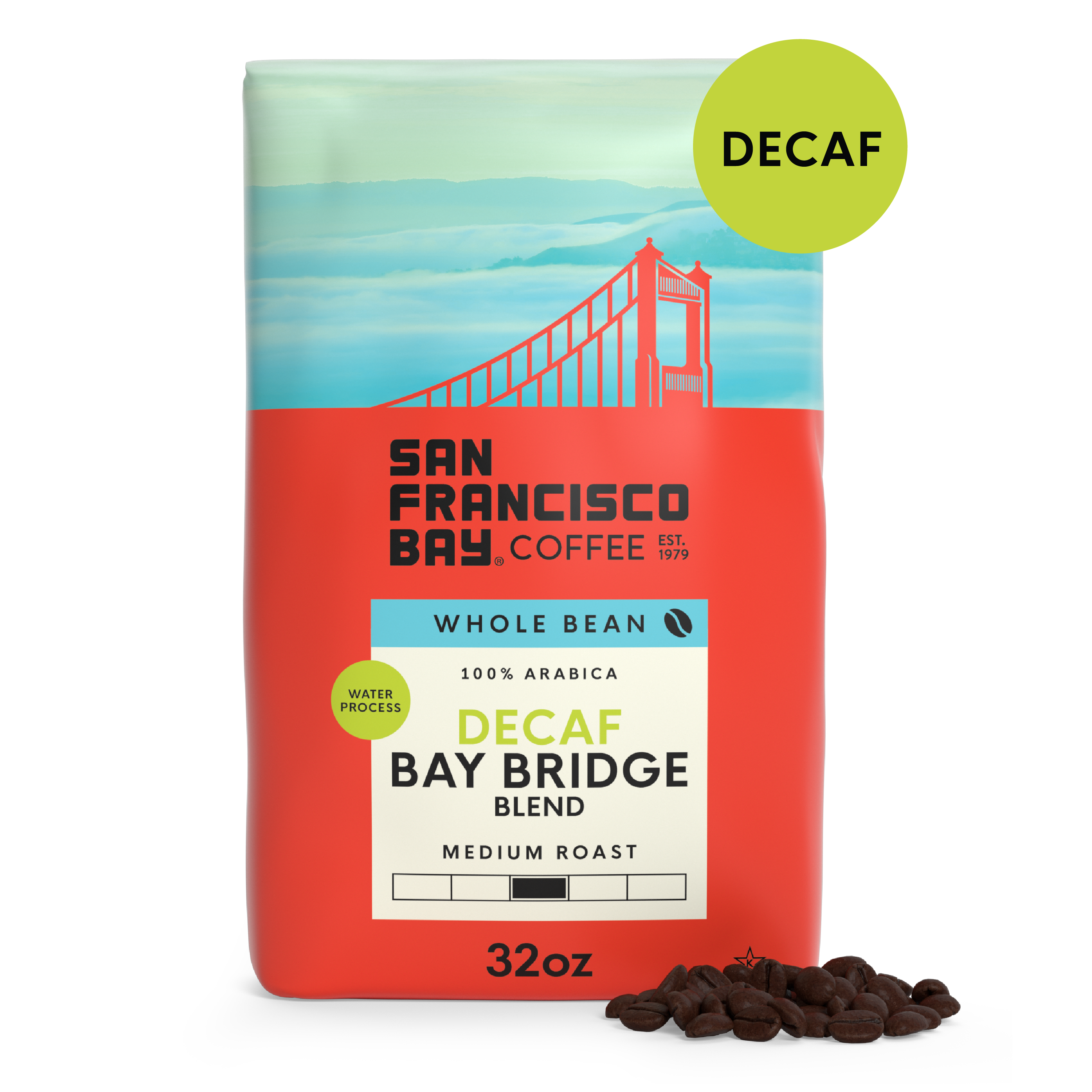 Decaf Bay Bridge Blend, Whole Bean Coffee, 2 lb bag