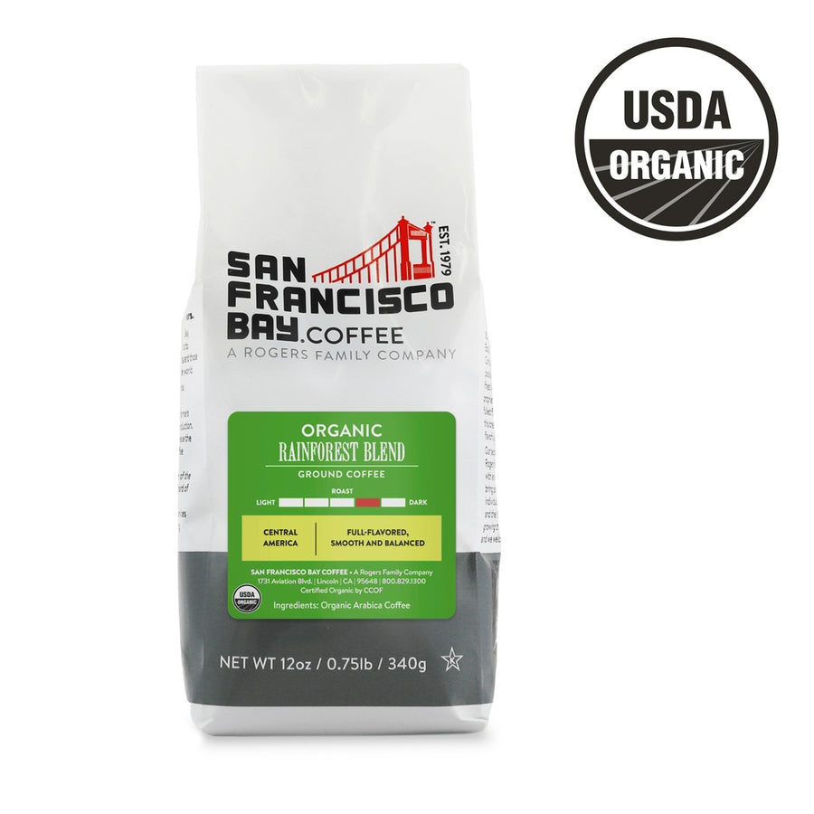 Organic Rainforest Blend. Medium - Dark Roast. Whole Bean. Central America. Full Flavored, Smooth and Balanced.