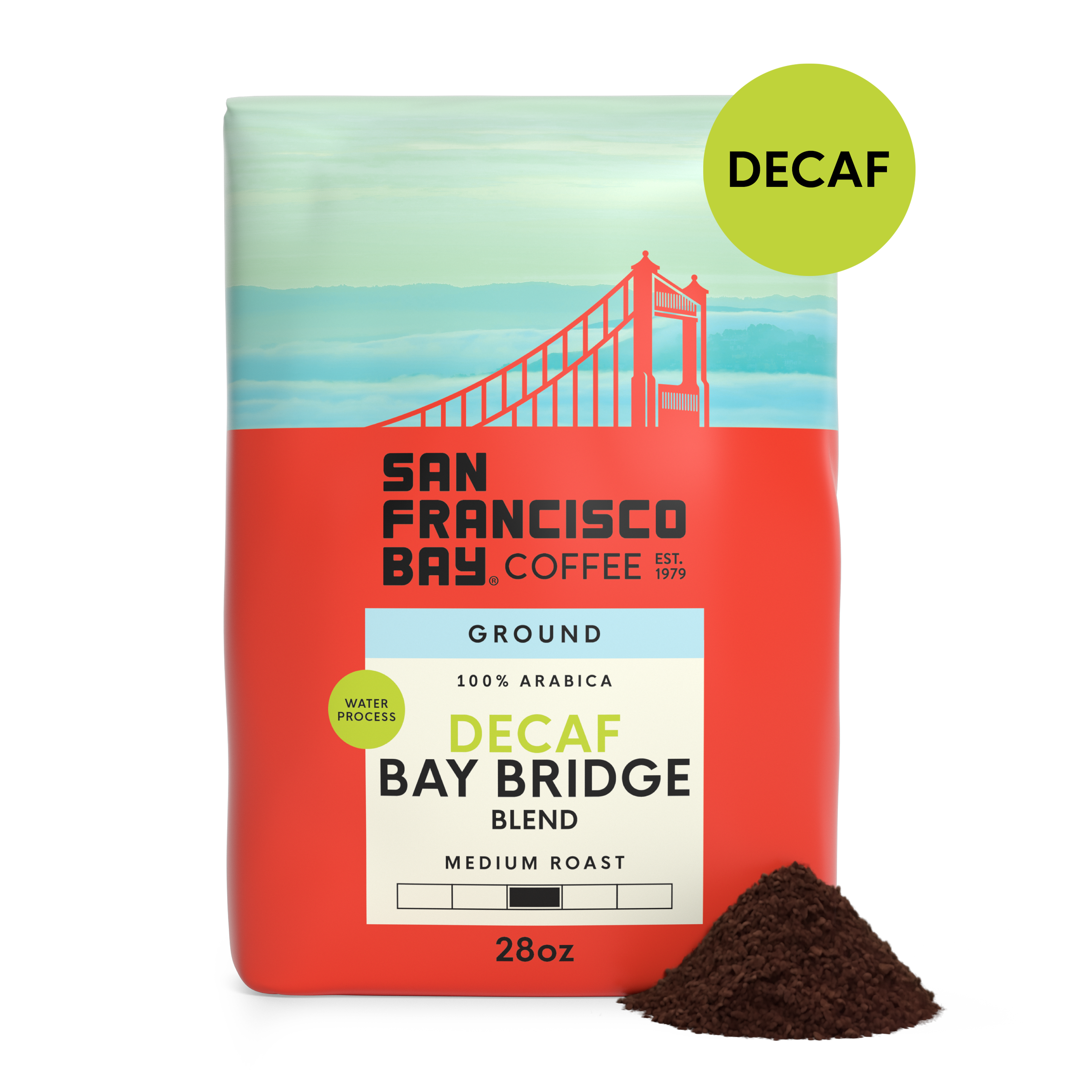 Decaf Bay Bridge Blend, Ground, 28 oz Bag