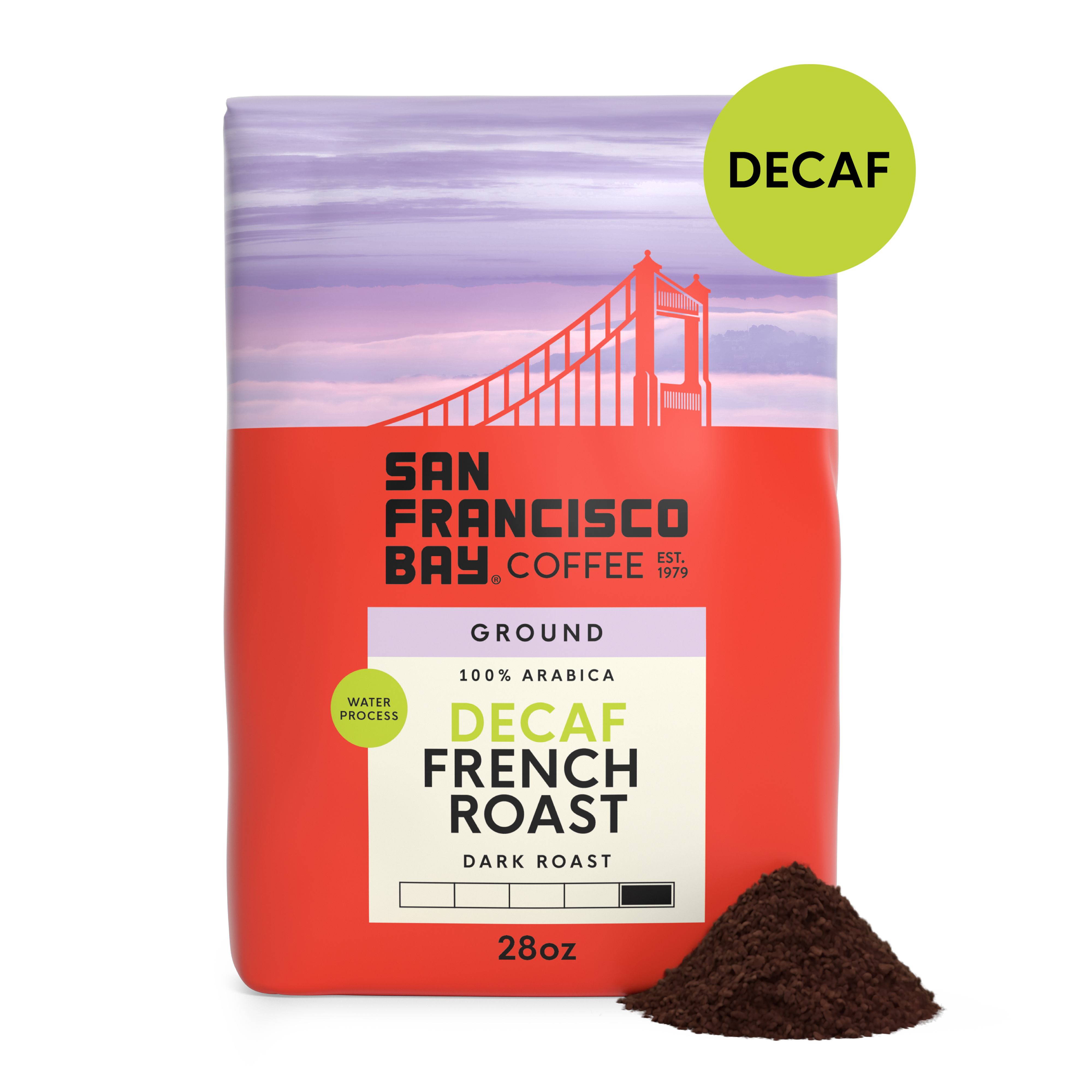 Decaf French Roast, Ground Coffee 28oz Bag | SF Bay Coffee