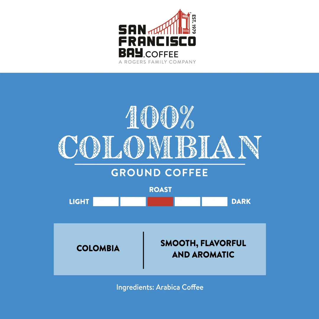 100 % Columbian Ground Coffee. Smooth, flavorful and aromatic - Medium Roast.