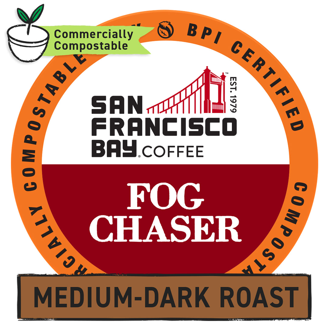 Fog Chaser One Cup Cofee Pod Medium Dark Roast Design- SF Bay