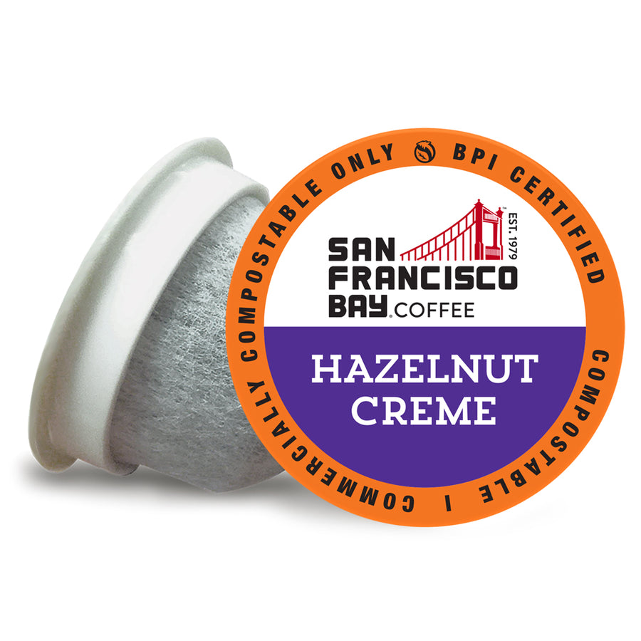 Hazelnut Creme OneCUP Coffee Pods. Medium Roast. Central & South America. Fragrant Hazelnut, Smooth with a Hint of Sweetness.
