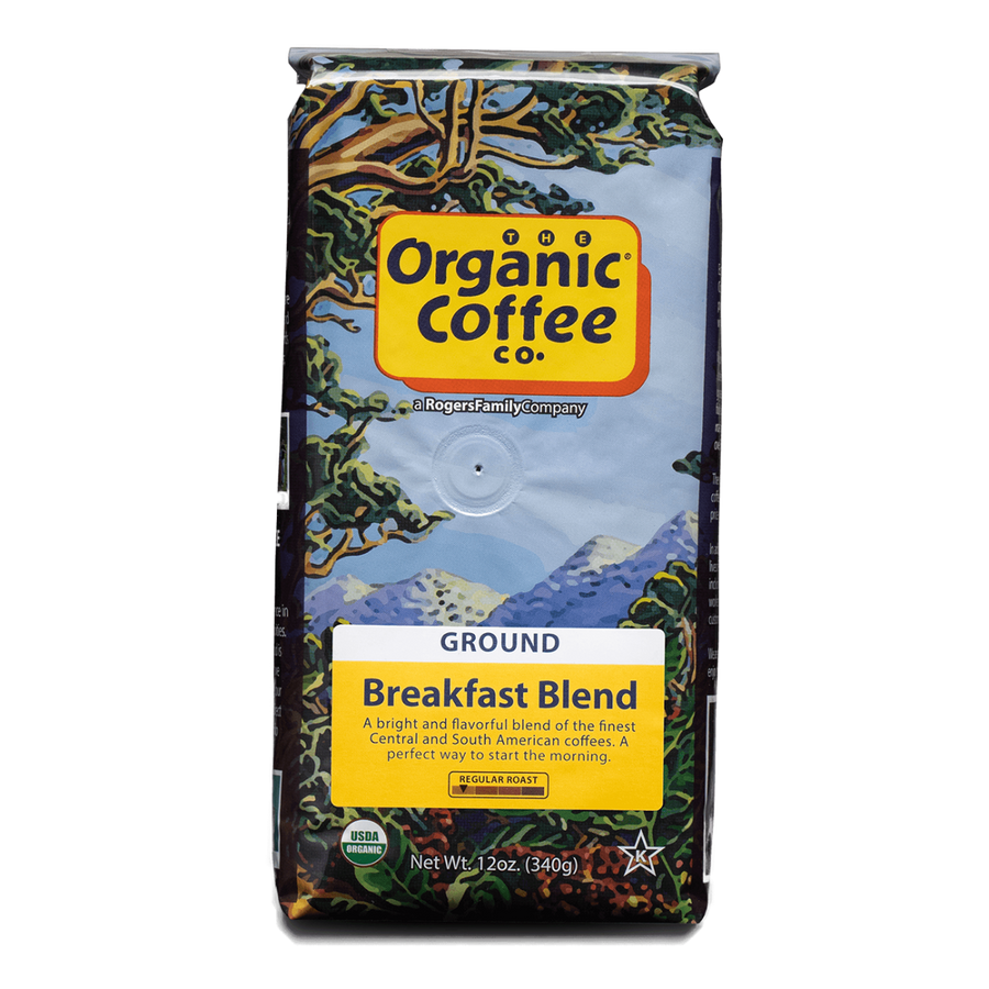 Organic Breakfast Blend, Ground,12 oz Bag - Organic Coffee Co.