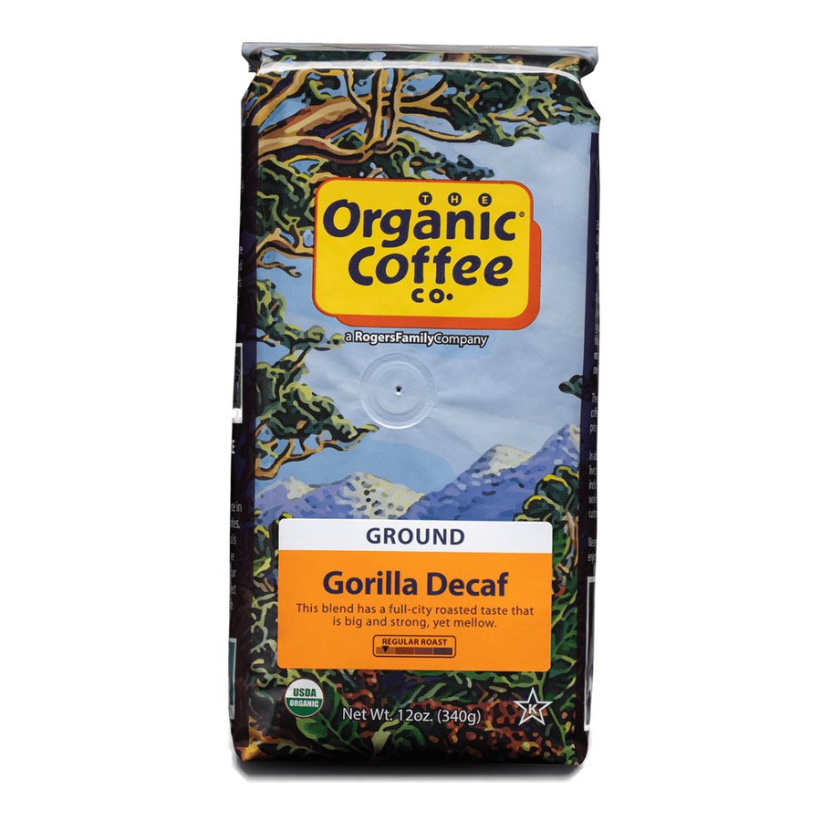 Organic Gorilla Decaf, Ground, 12 oz Bag - Organic Coffee Co.