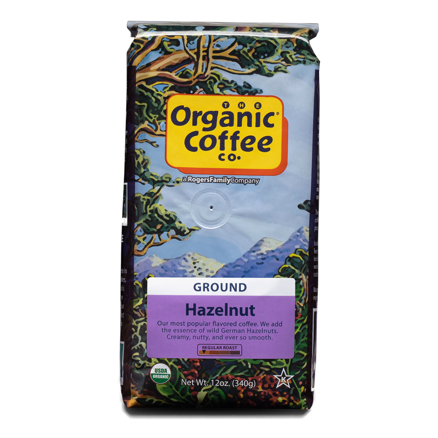 Organic Hazelnut, Ground, 12 oz Bag - Organic Coffee Co.