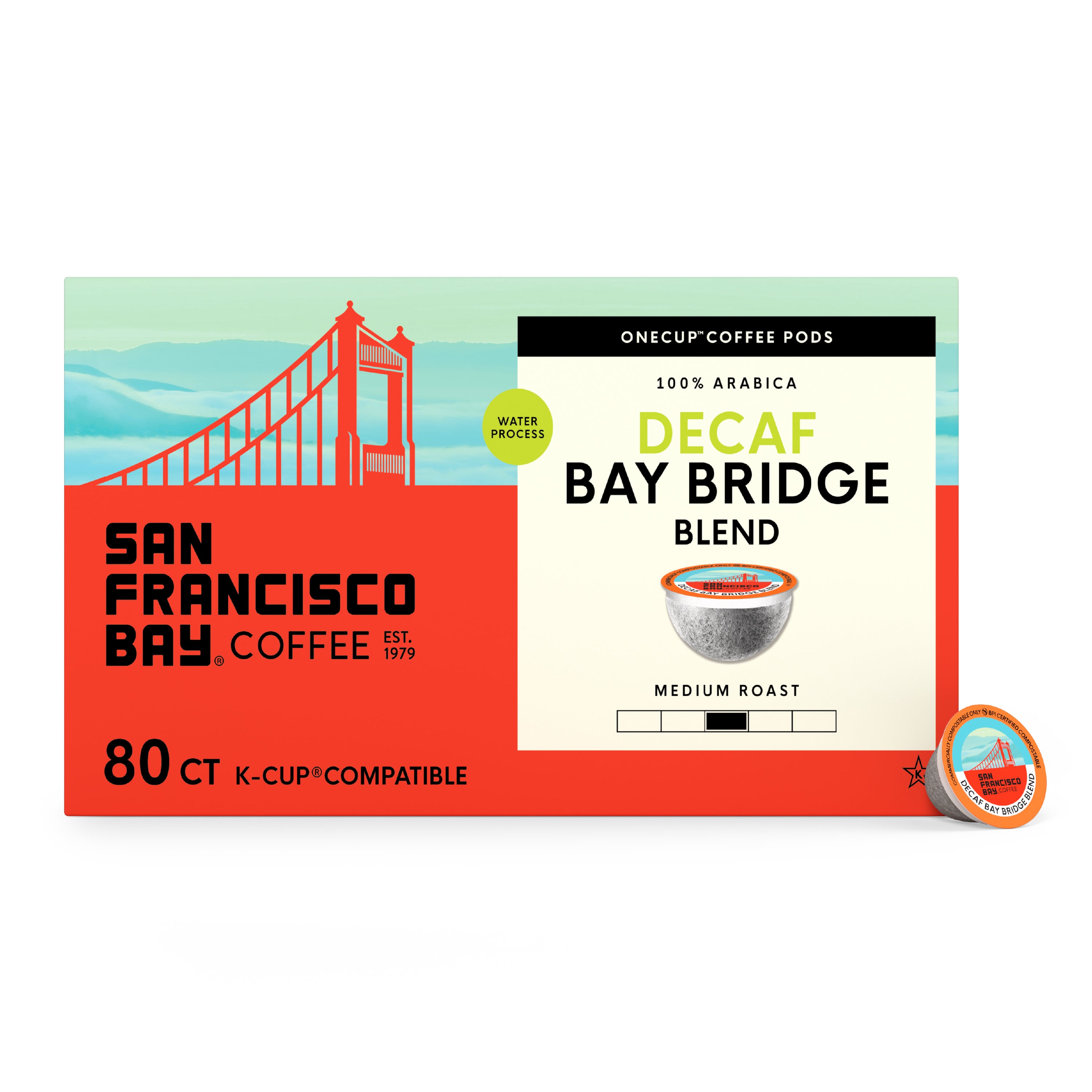 Decaf Bay Bridge Blend, Coffee Pods, 80 Count