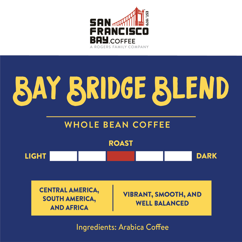 Bay Bridge Blend Whole Bean Coffee - Medium Roast - Vibrant, Smooth, and Well Balanced - Arabica Coffee from Central America, South America, And Africa