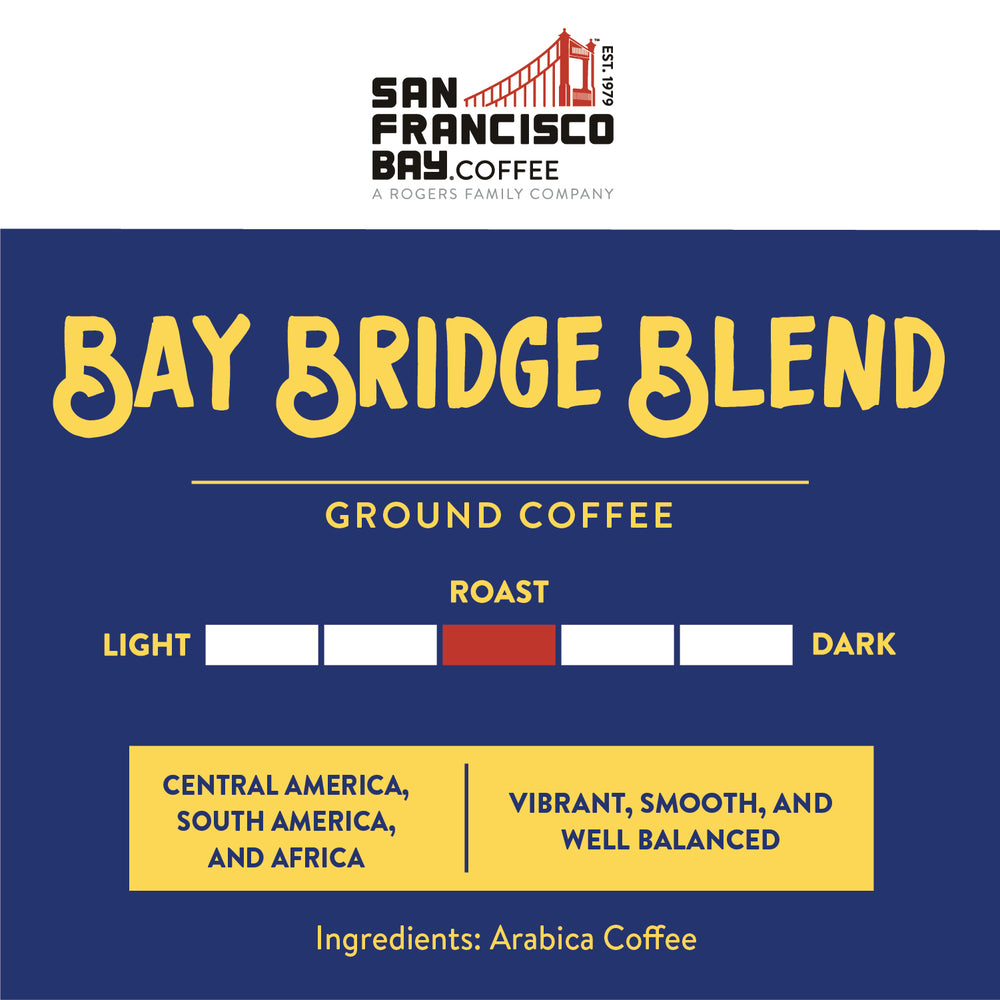 Bay Bridge Blend Ground Coffee - Medium Roast - Vibrant, Smooth and Well Balanced - Arabica Coffee from Central America, South America and Africa