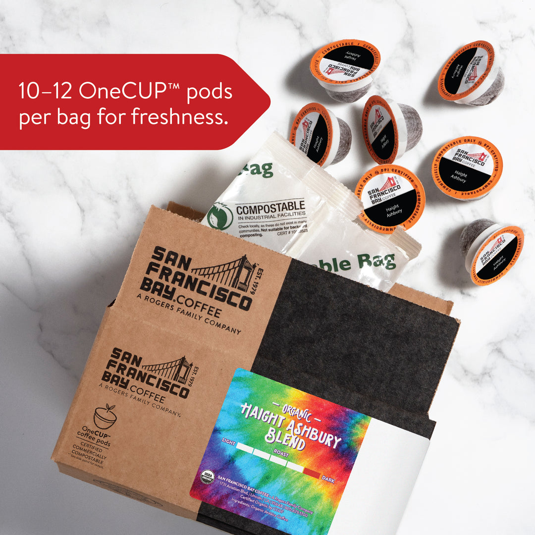 10-12 OneCUP pods per bag for freshness.