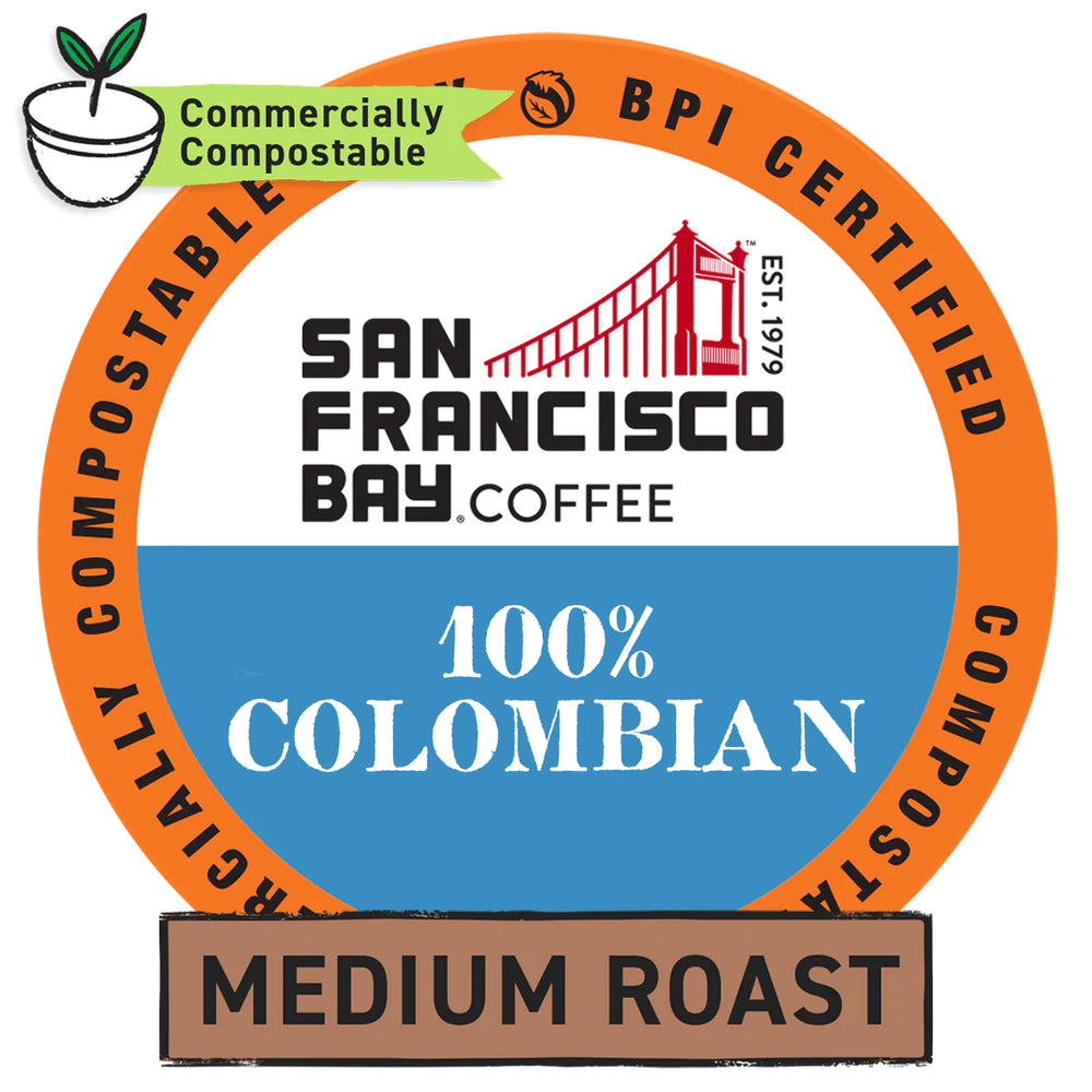 100% Colombian Medium Roast Coffee Pod Label