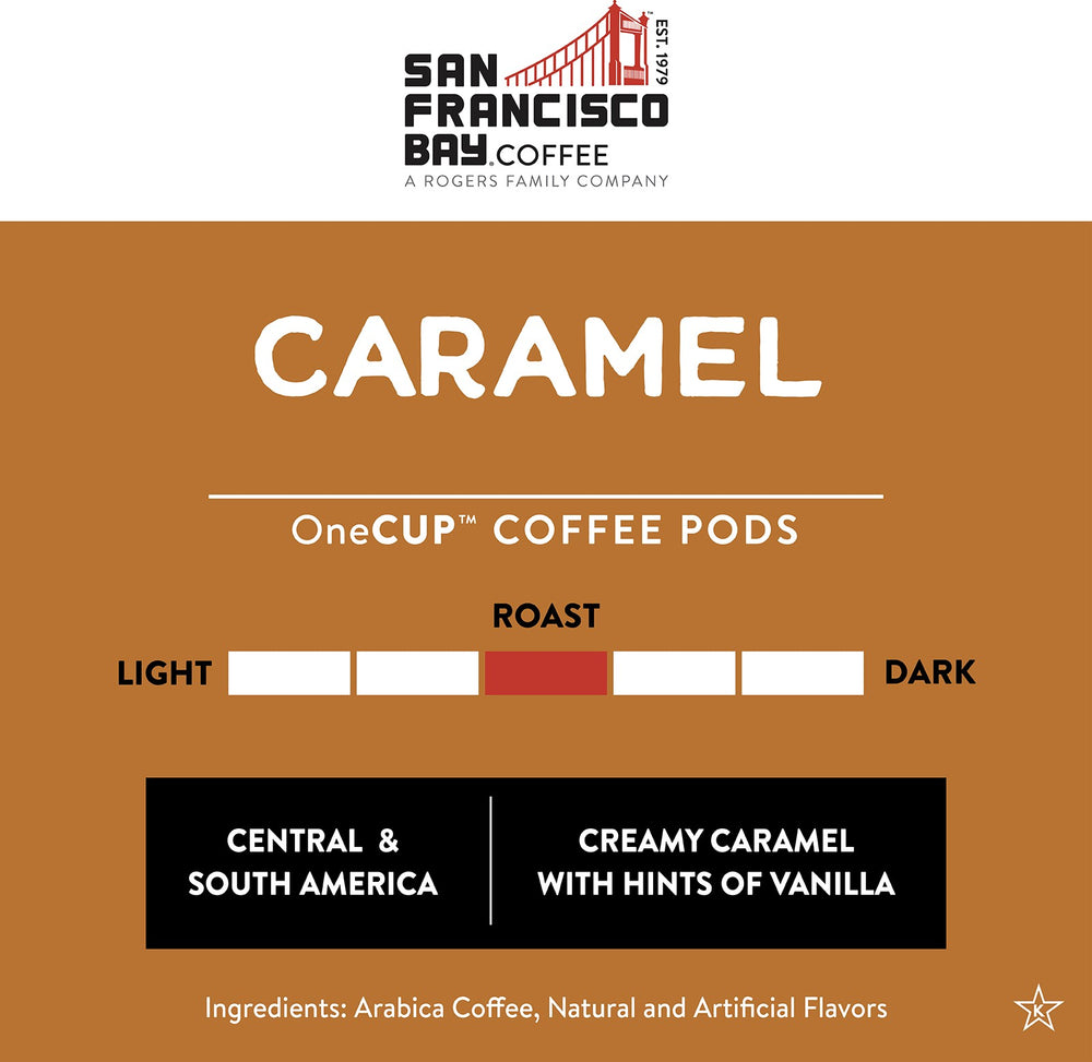 Caramel Coffee Pod - Medium Roast - Creamy Caramel with Hints of Vanilla - Arabica Coffee with Natural and Artificial Flavors from Central and South America