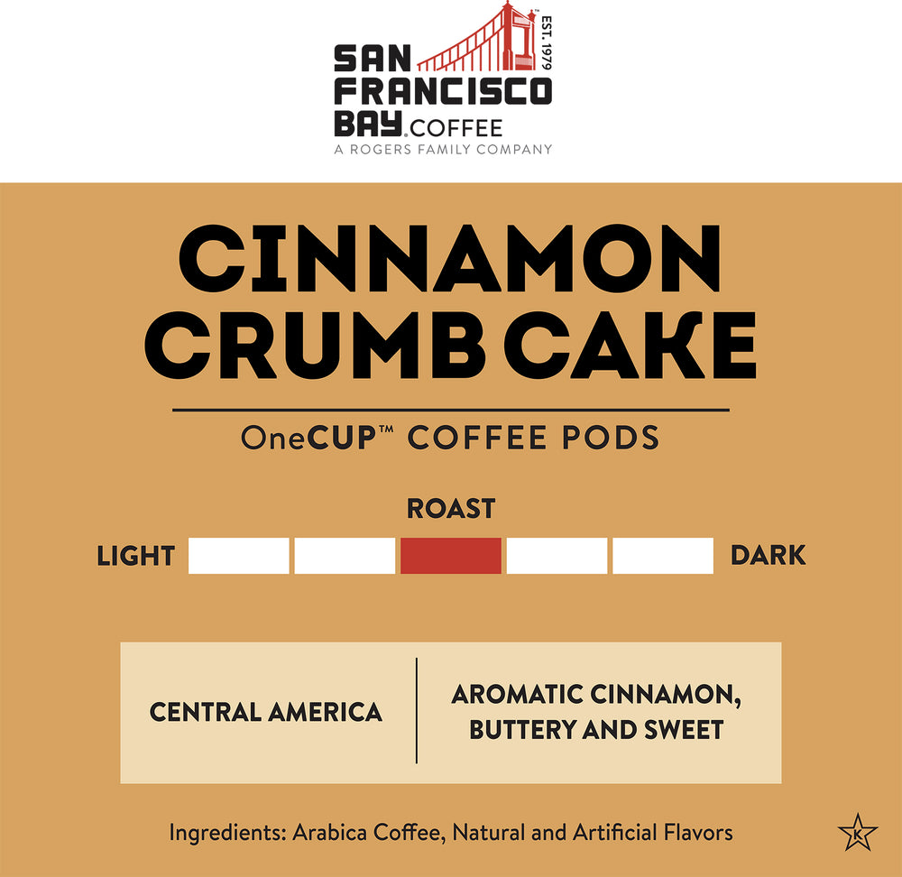 Cinnamon Cruble Cake Coffee Pod - Medium Roast - Aromatic Cinnamon Buttery and Sweet - Arabica Coffee with Natural and Artificial Flavors from Central America