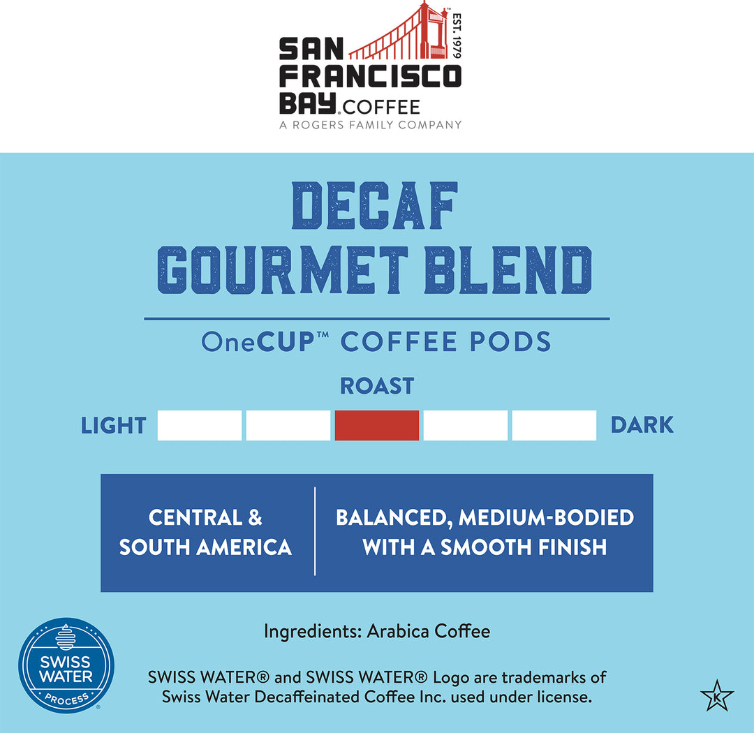 Decaf Gourmet Blend Coffee Pod - Medium Roast - Balanced, Medium-Bodied with a Smooth Finish - Arabica Coffee from Central and South America 