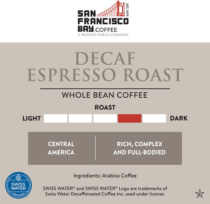 Decaf Espresso Roast Whole Bean Coffee - Medium-Dark Roast - Rich, Complex and Full-Bodied - Arabica Coffee from Central America