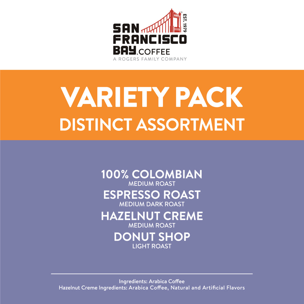 Variety Pack Distinct Assortment - Donut Shop Light Roast - 100% Colombian Medium Roast - Hazelnut Creme Medium Roast Flavored - Espresso Roast Medium Dark Roast - Arabica Coffee 